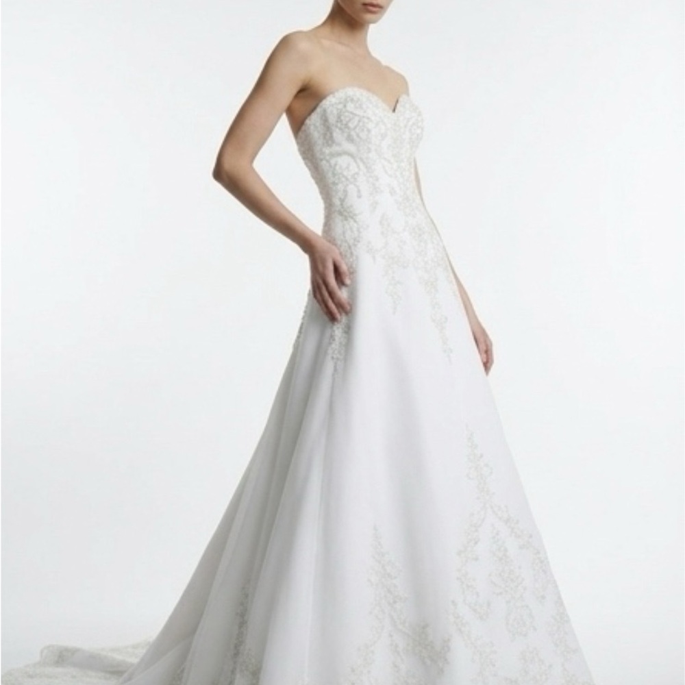 Elegant Silver Embroidered Wedding Dress